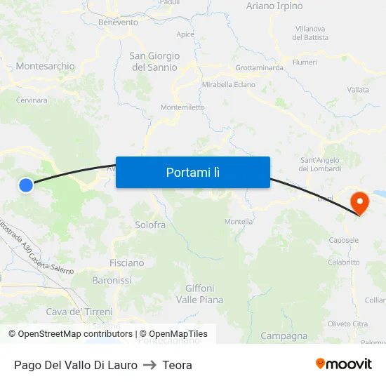 Pago Del Vallo Di Lauro to Teora map