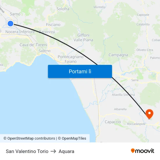 San Valentino Torio to Aquara map