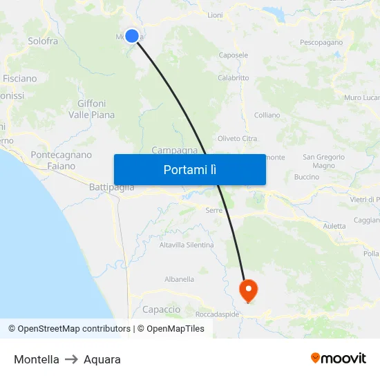 Montella to Aquara map