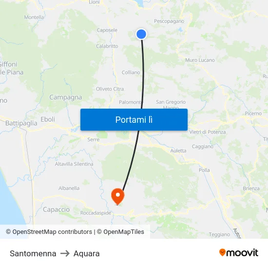 Santomenna to Aquara map