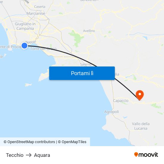 Tecchio to Aquara map