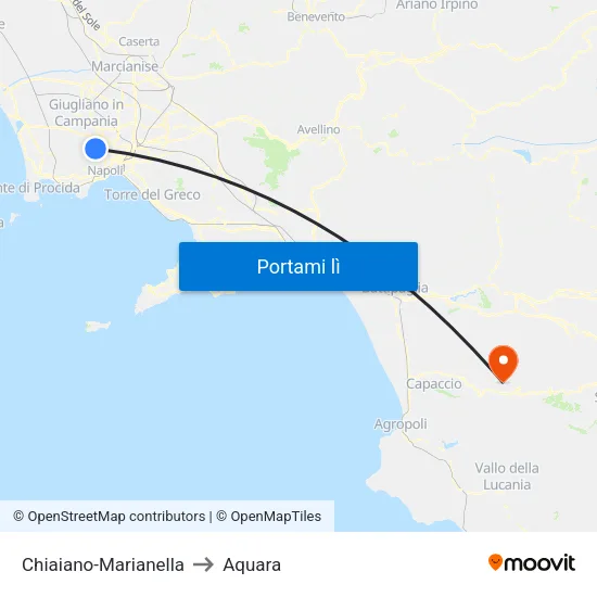 Chiaiano-Marianella to Aquara map
