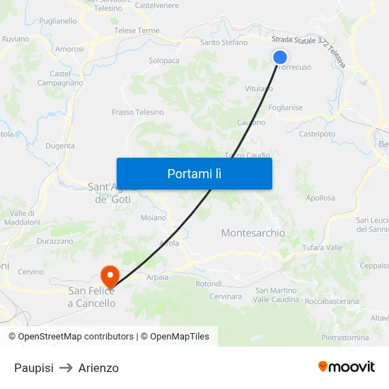 Paupisi to Arienzo map