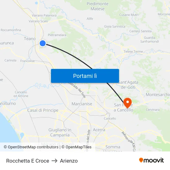 Rocchetta E Croce to Arienzo map