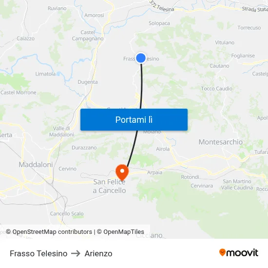Frasso Telesino to Arienzo map