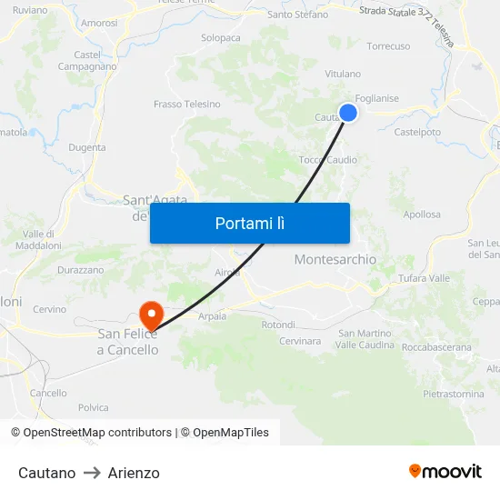 Cautano to Arienzo map