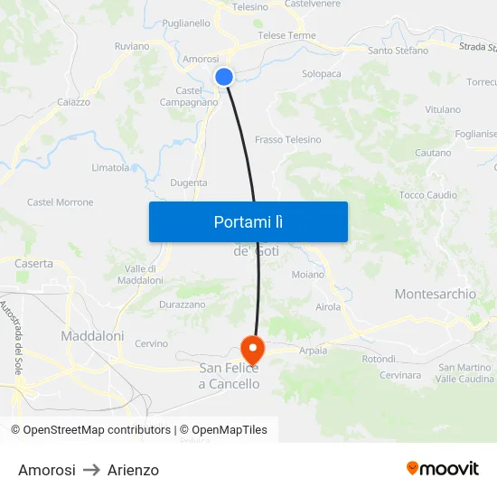 Amorosi to Arienzo map