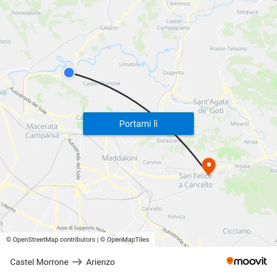 Castel Morrone to Arienzo map