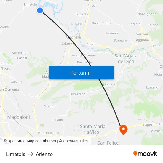 Limatola to Arienzo map
