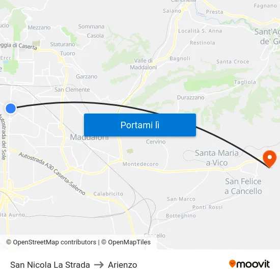 San Nicola La Strada to Arienzo map