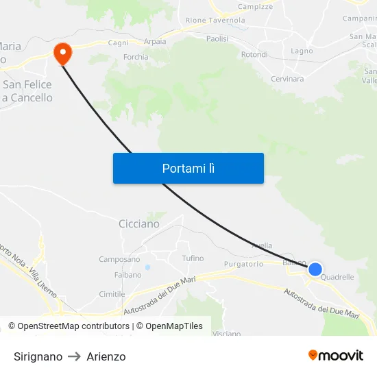 Sirignano to Arienzo map