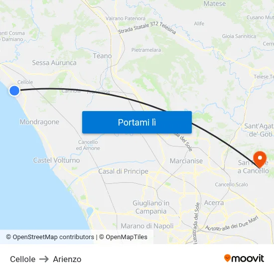 Cellole to Arienzo map