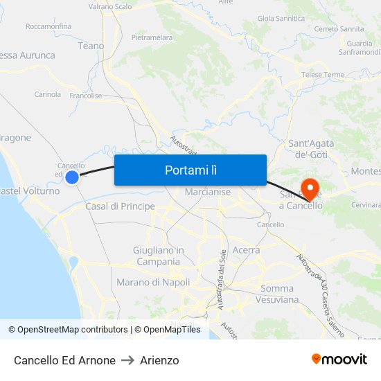 Cancello Ed Arnone to Arienzo map