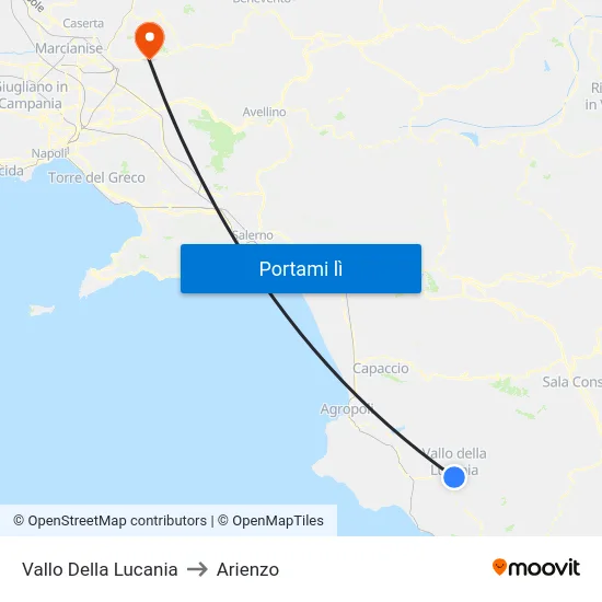 Vallo Della Lucania to Arienzo map