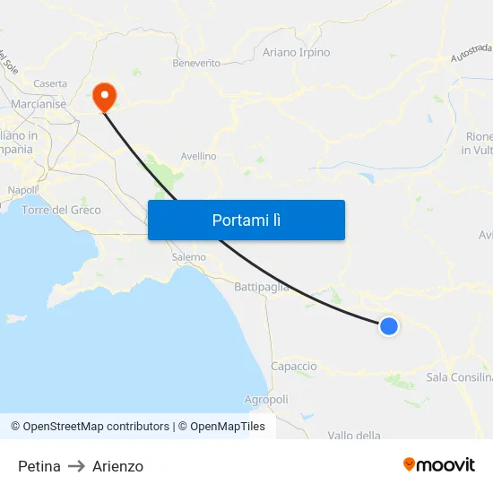 Petina to Arienzo map