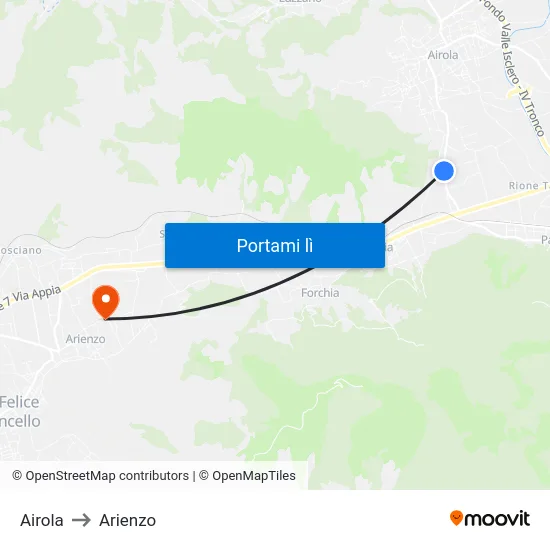 Airola to Arienzo map