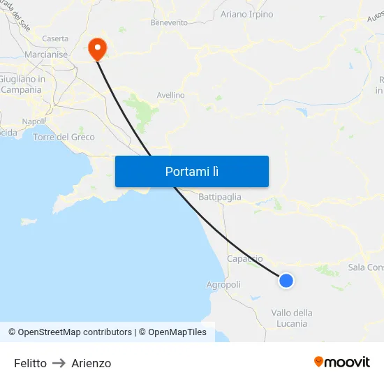Felitto to Arienzo map