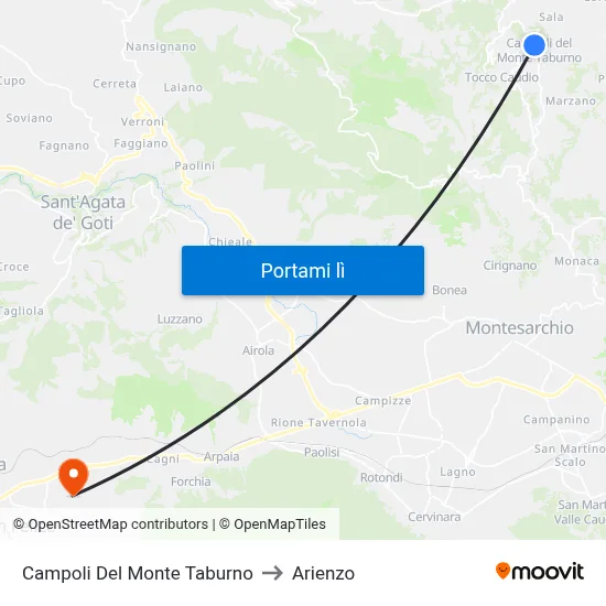 Campoli Del Monte Taburno to Arienzo map
