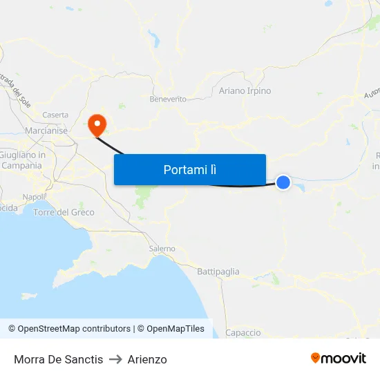 Morra De Sanctis to Arienzo map