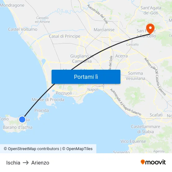 Ischia to Arienzo map