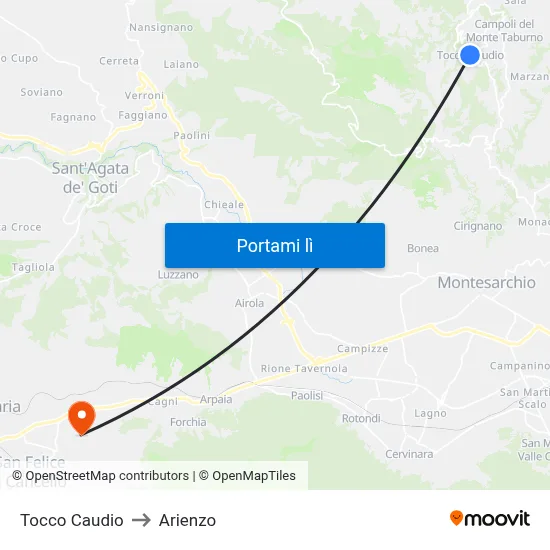 Tocco Caudio to Arienzo map