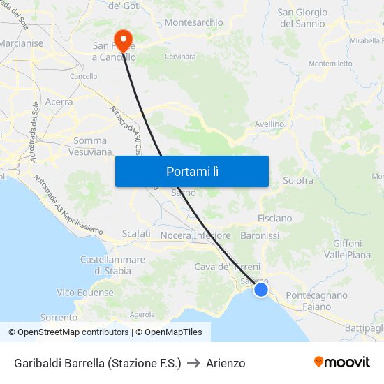 Garibaldi Barrella (Stazione F.S.) to Arienzo map