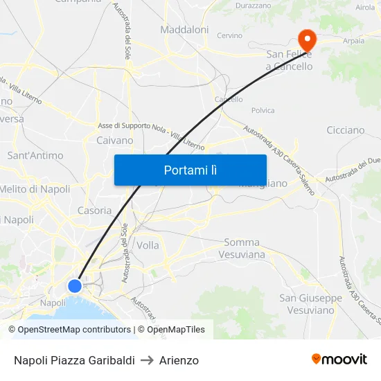 Napoli Piazza Garibaldi to Arienzo map