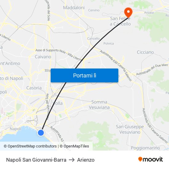 Napoli San Giovanni-Barra to Arienzo map