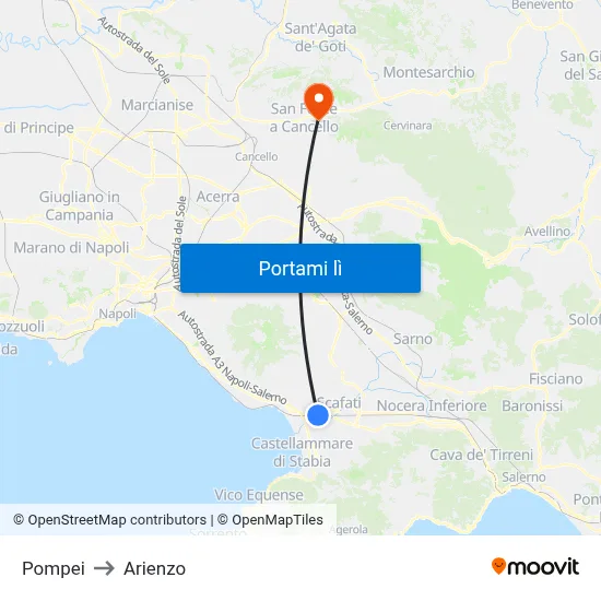 Pompei to Arienzo map