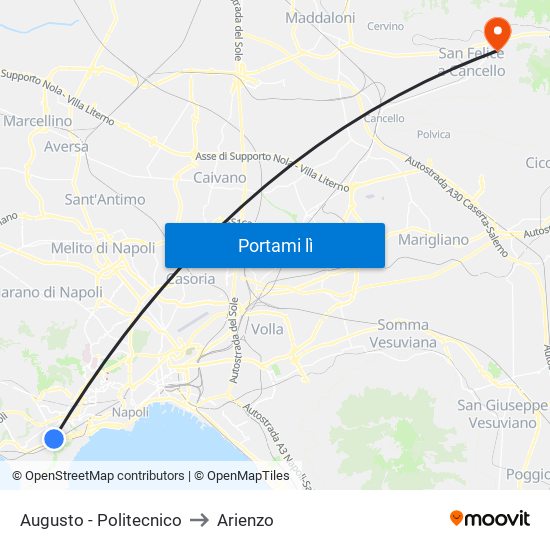 Augusto - Politecnico to Arienzo map