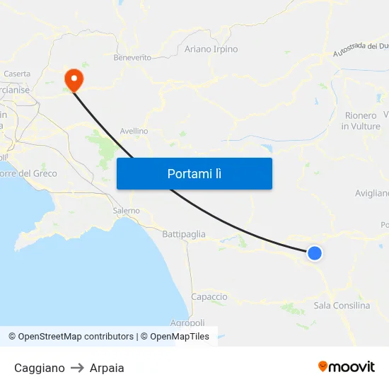 Caggiano to Arpaia map