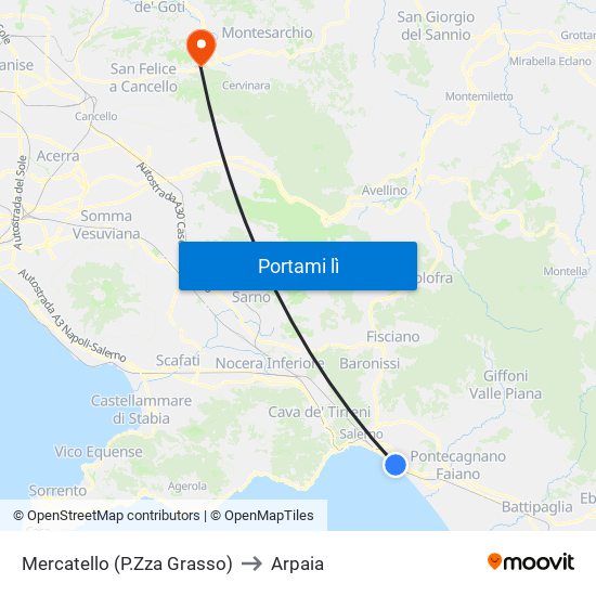 Mercatello (P.Zza Grasso) to Arpaia map