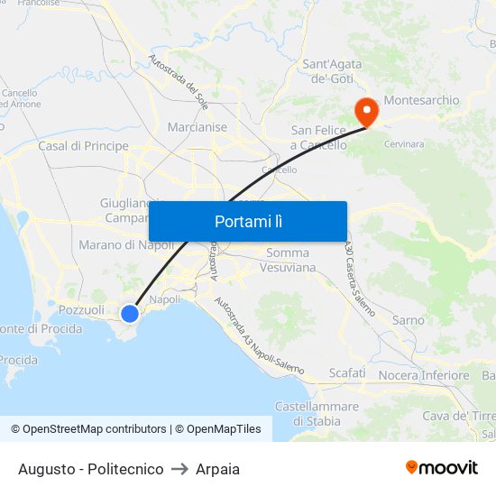 Augusto - Politecnico to Arpaia map