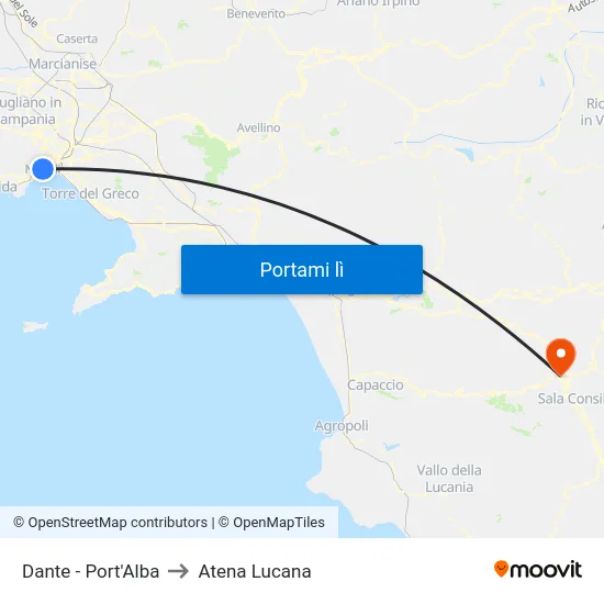 Dante - Port'Alba to Atena Lucana map