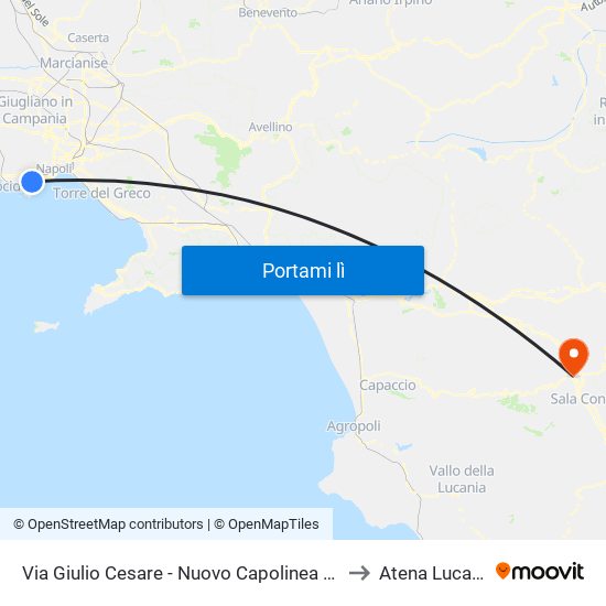 Via Giulio Cesare - Nuovo Capolinea Ctp to Atena Lucana map