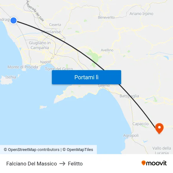 Falciano Del Massico to Felitto map