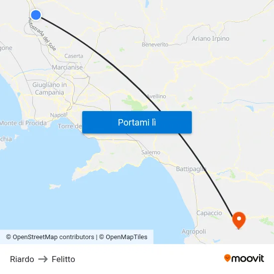 Riardo to Felitto map