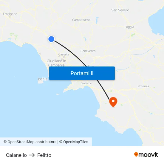 Caianello to Felitto map