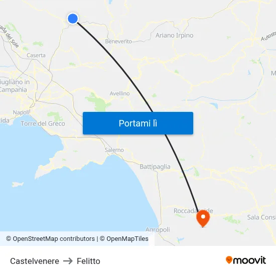 Castelvenere to Felitto map