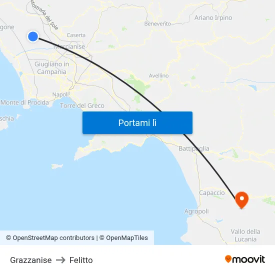 Grazzanise to Felitto map