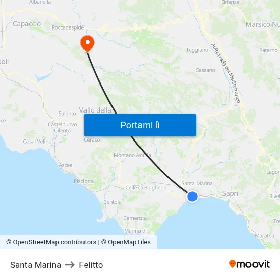 Santa Marina to Felitto map
