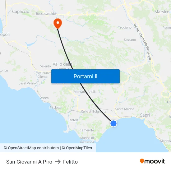 San Giovanni A Piro to Felitto map