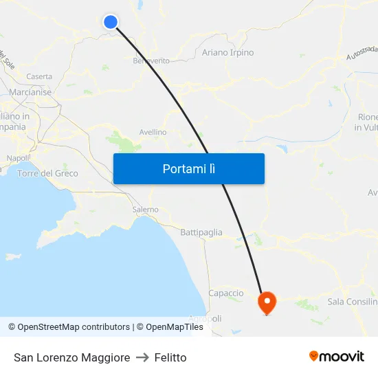 San Lorenzo Maggiore to Felitto map