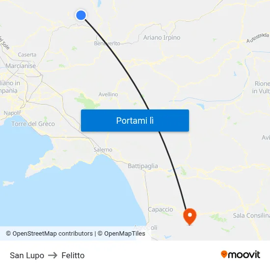 San Lupo to Felitto map