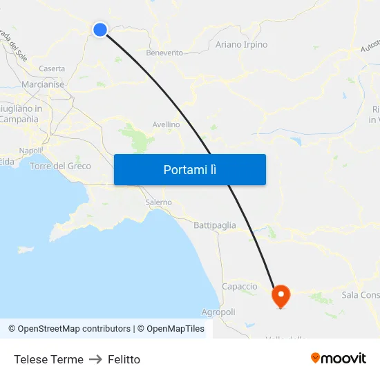 Telese Terme to Felitto map