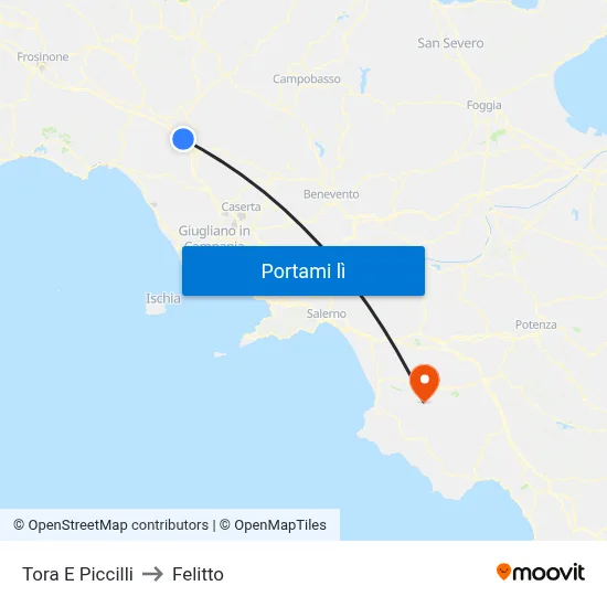 Tora E Piccilli to Felitto map