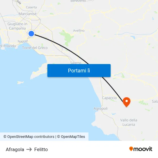 Afragola to Felitto map