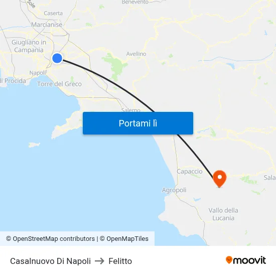Casalnuovo Di Napoli to Felitto map