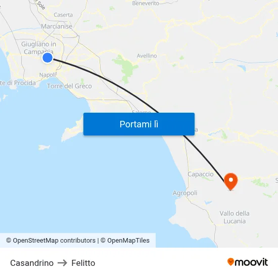 Casandrino to Felitto map