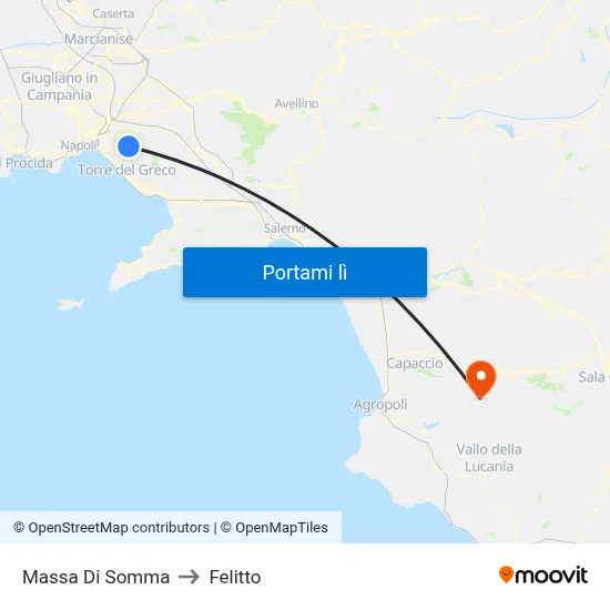 Massa Di Somma to Felitto map